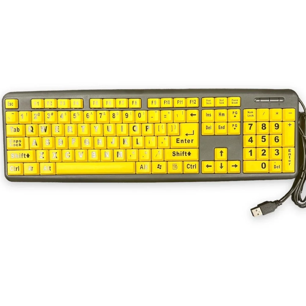 EZ Eyes‎ Large Print USB Keyboard Yellow Black Big Keys PC MAC QWERTY